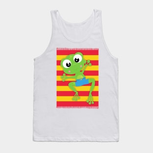 Cute Frog, Little Frog, Green Frog, Beach Towel Tank Top